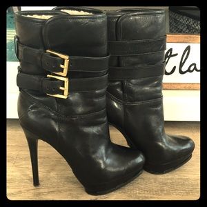 Michael Kors Black & Gold Leather Booties, 5